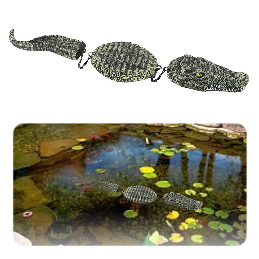 33 Inch Resin Fake Alligator Simulated Floating Fake Alligator Pool Float Statue for Ponds Pools Garden Decor & Bird Deterrent