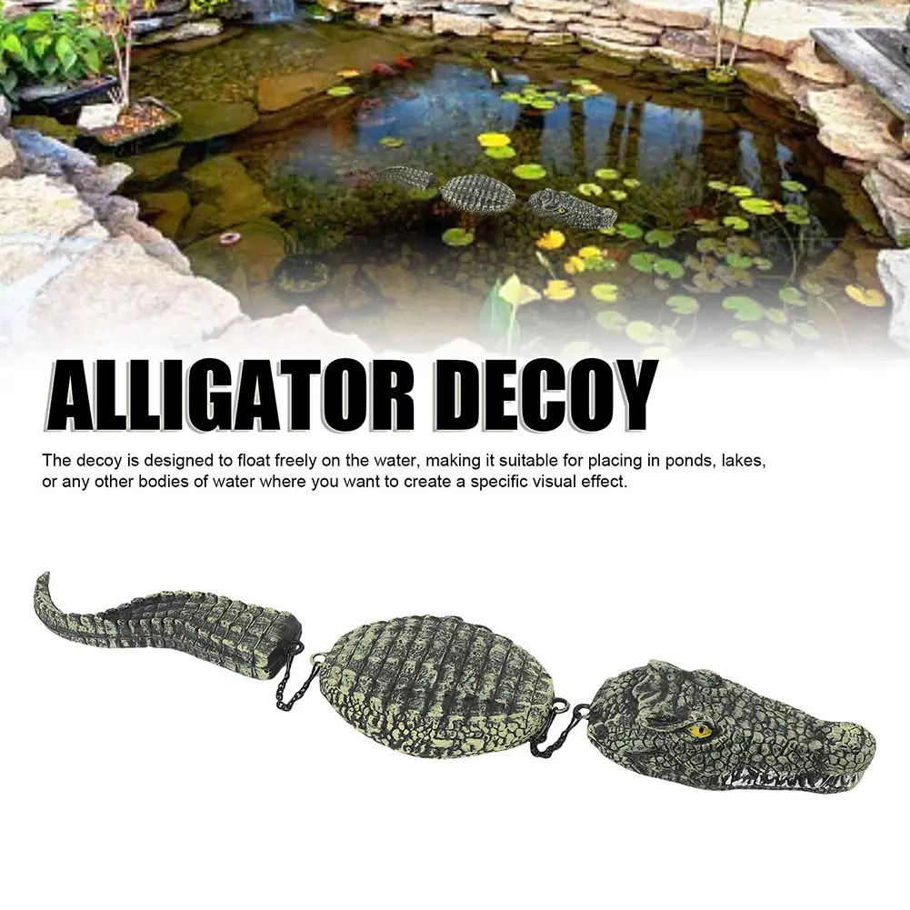 33 Inch Resin Fake Alligator Simulated Floating Fake Alligator Pool Float Statue for Ponds Pools Garden Decor & Bird Deterrent