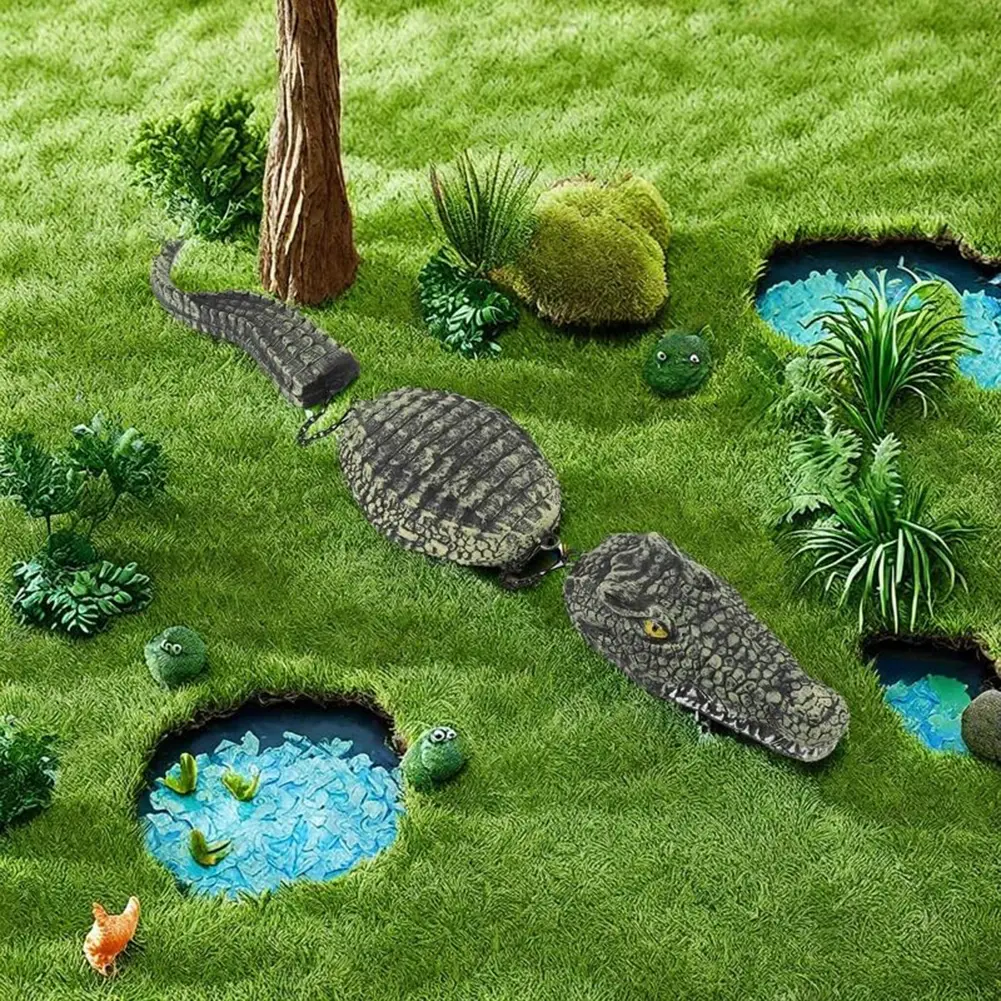 33 Inch Resin Fake Alligator Simulated Floating Fake Alligator Pool Float Statue for Ponds Pools Garden Decor & Bird Deterrent