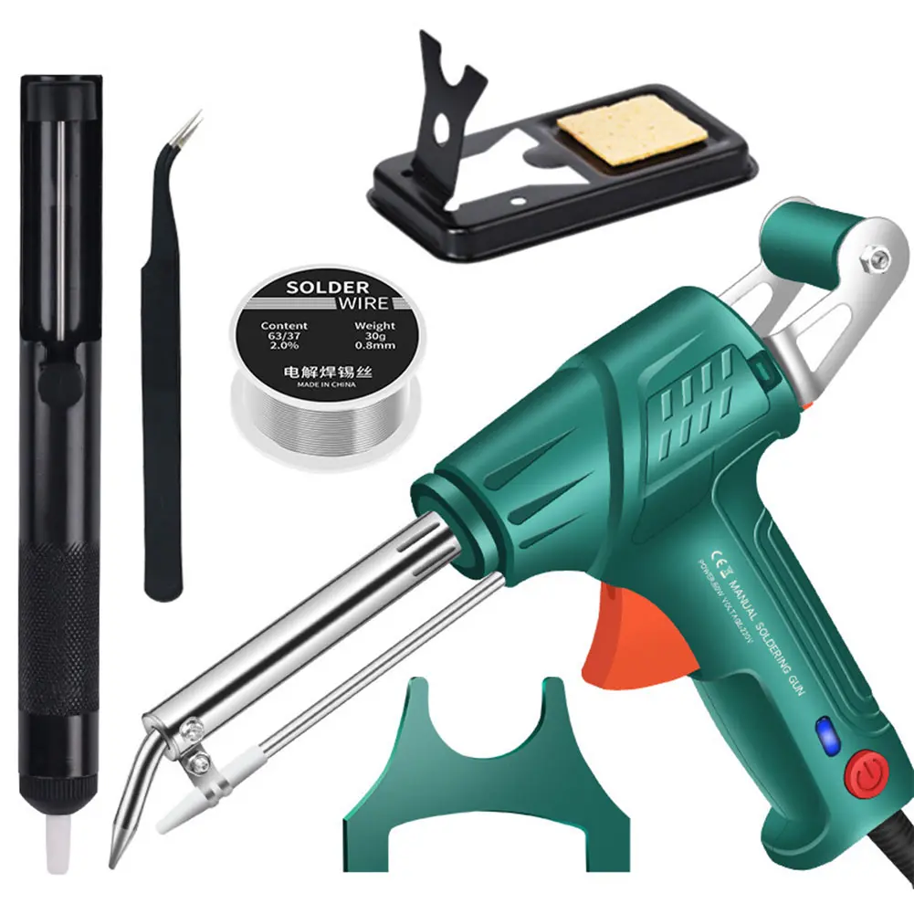 Soldering Iron Kit 60W Up To 480C Soldering Gun Kit Solder Wire Desoldering Pump Tweezers Soldering Gun Set for Repairs and DIY