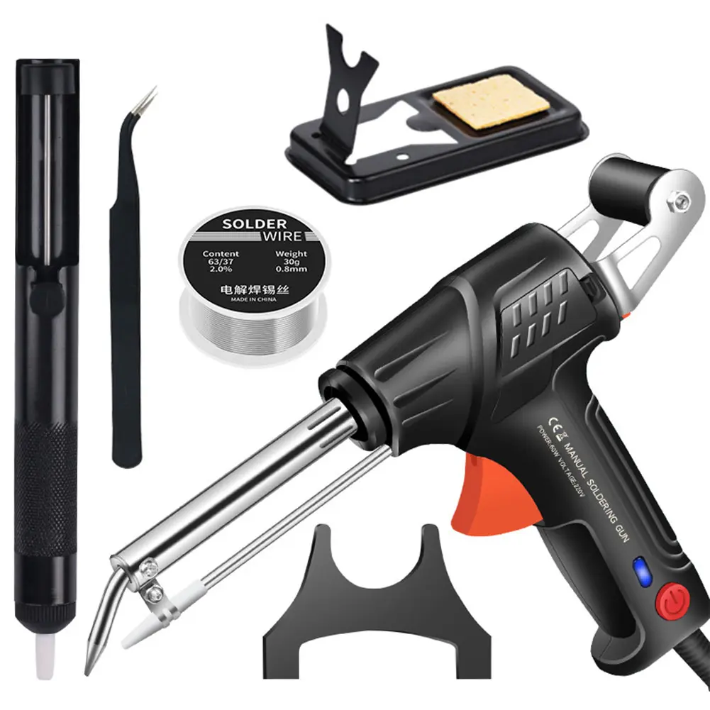 Soldering Iron Kit 60W Up To 480C Soldering Gun Kit Solder Wire Desoldering Pump Tweezers Soldering Gun Set for Repairs and DIY