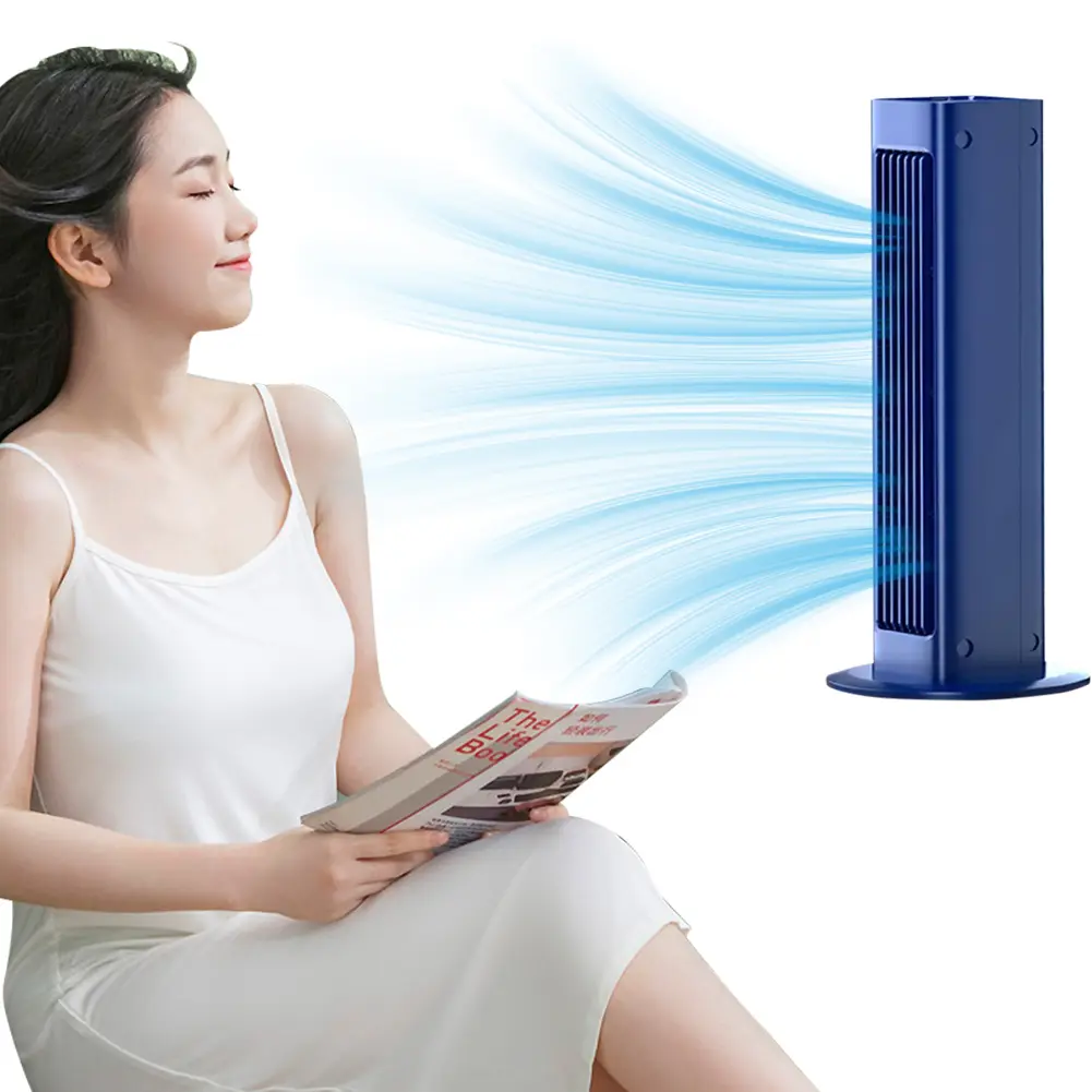Mini Vertical Air Conditioner USB Rechargeable 3 Speed Powerful Air Cooler 3000mAh Standing Tower Fan Bladeless Floor Air Cooler