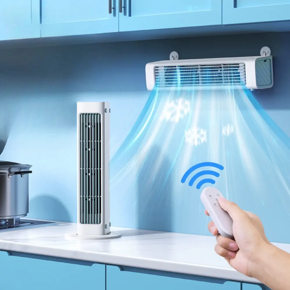 Mini Vertical Air Conditioner USB Rechargeable 3 Speed Powerful Air Cooler 3000mAh Standing Tower Fan Bladeless Floor Air Cooler