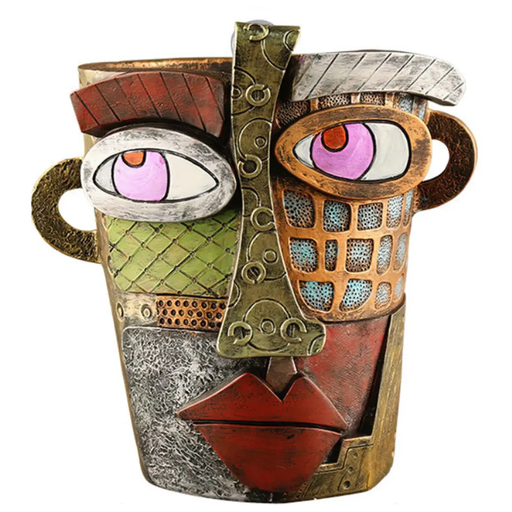 Colorful Face Flower Pot Resin Funny Planters for Indoor Plants Abstract Beauty Face Potted Plant Container for Garden Decor