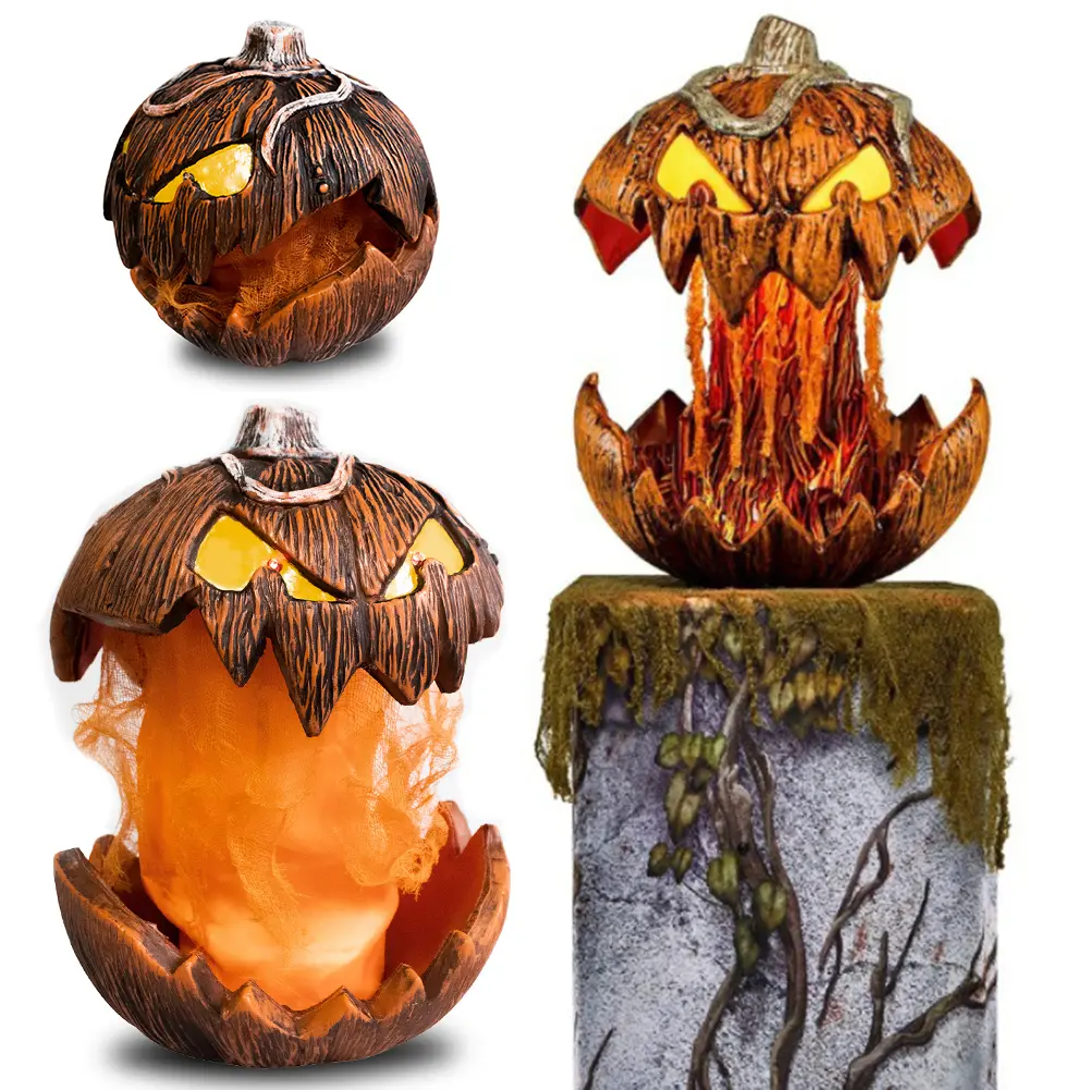 Vintage Pumpkin Halloween Lights Unique LED Devil Pumpkin Lantern Halloween Evil Pumpkin Lamp Halloween Decor
