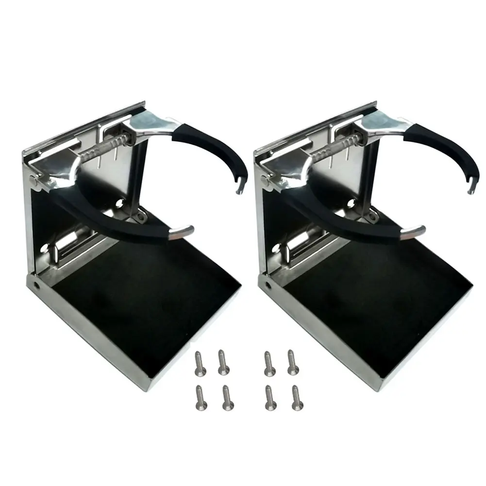 2 PCS Marine Stainless Adjustable Boat Cup Holder Universal Car Cup Bottle Holder Fold Down Cup Drink Holder for Boat Truck RV