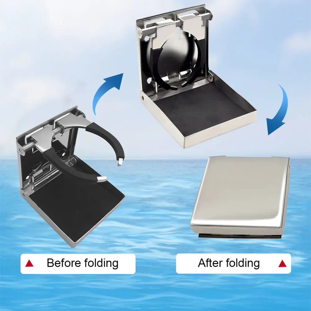 2 PCS Marine Stainless Adjustable Boat Cup Holder Universal Car Cup Bottle Holder Fold Down Cup Drink Holder for Boat Truck RV