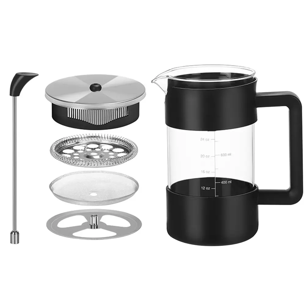 French Press Coffee Maker Portable Coffee Pot Heat Resistant Borosilicate Glass Multifunctional Coffee Maker for Home Office