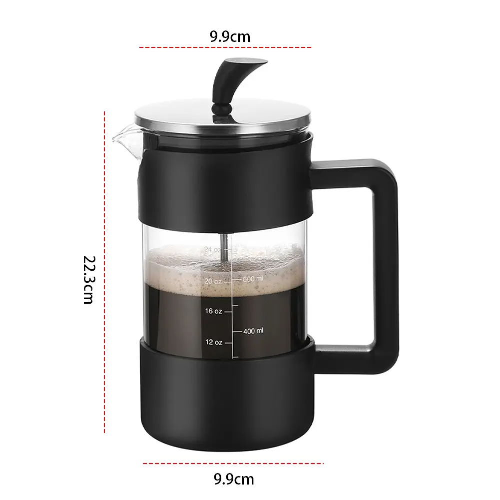 French Press Coffee Maker Portable Coffee Pot Heat Resistant Borosilicate Glass Multifunctional Coffee Maker for Home Office
