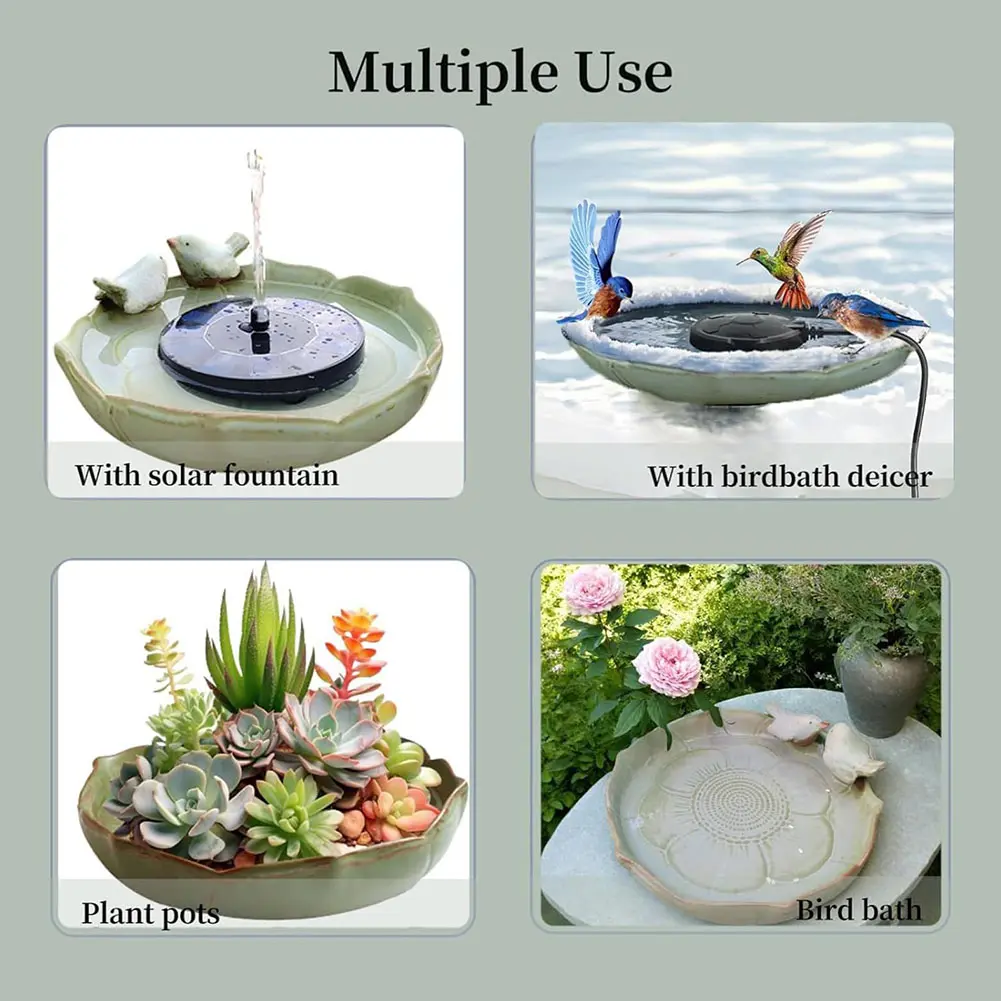 Ceramic Birdbath Bowl Bird Feeding Tray Multifunctional Hummingbird Feeder Bird Food Container for Outdoor Garden Courtyard