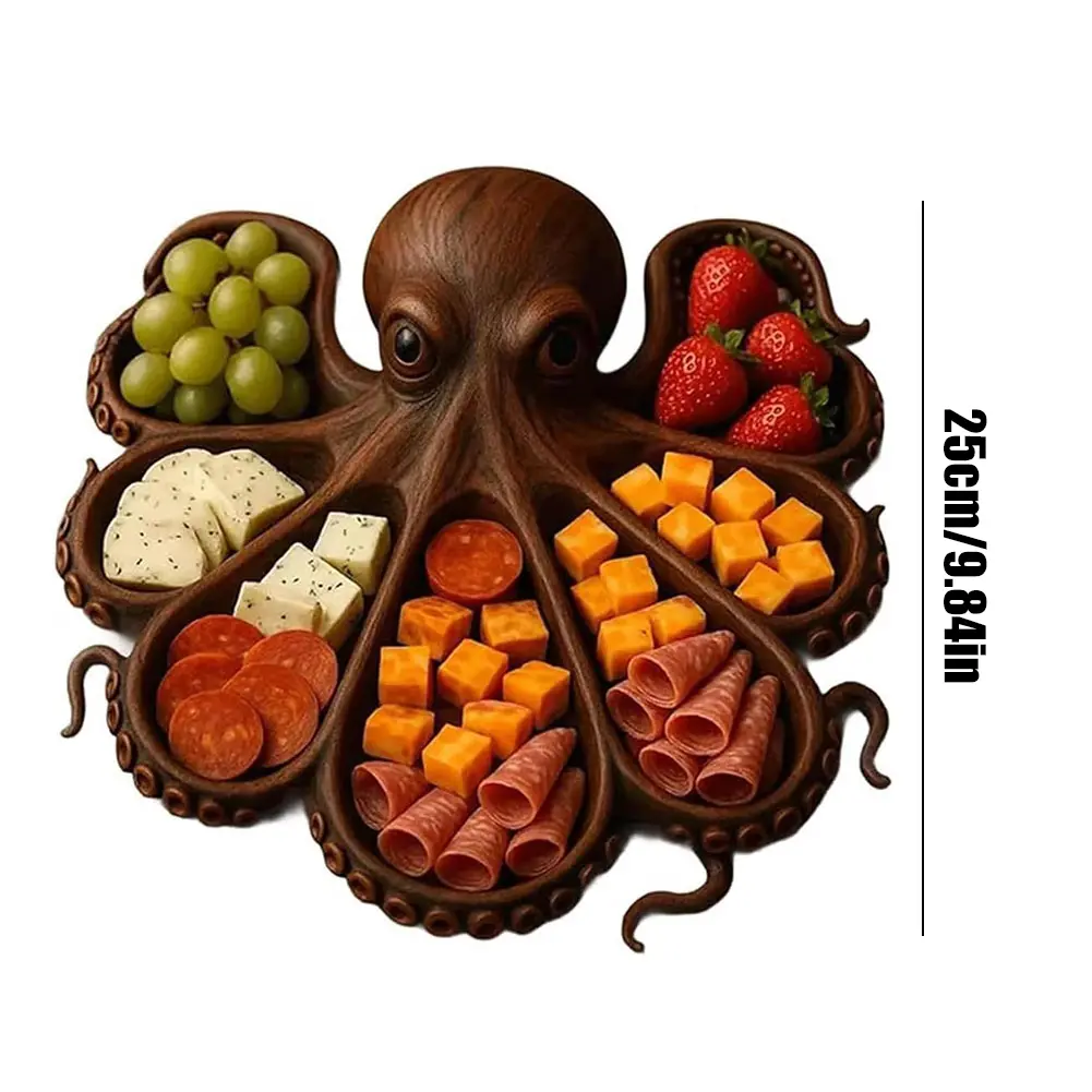 Wooden Tray Octopus Shaped Walnut Tray For Nuts Fruits Candies Desserts Snacks Jewelry Accessory Home Storage Tray Home Decor