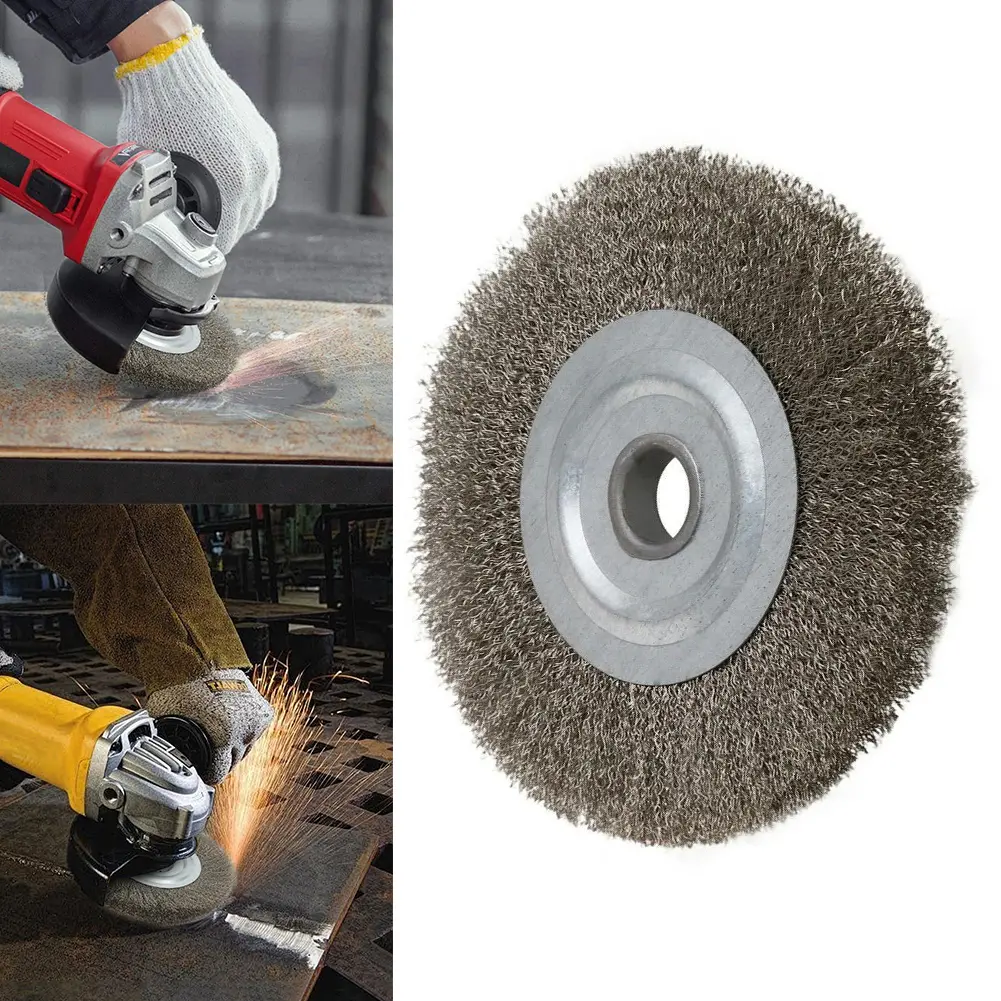 Crimped Wire Wheel Brush Stainless Steel Crimped Cup Brush Metal Rust Fine Wire Wheel Brush for Angle Grinder
