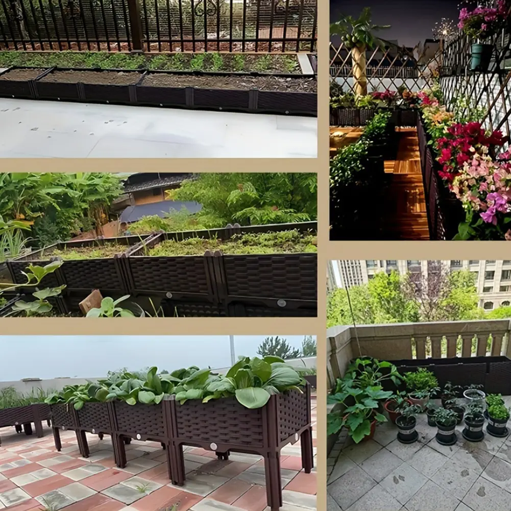 Assembled Vegetables Grow Pot Raised Garden Bed Veg Planting Box Large Rectangular Flower Pots Indoor Balcony Crop Planters