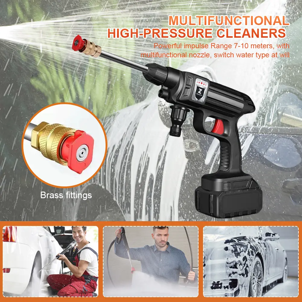 100W 6000mAh Wireless High Pressure Car Wash Washer Gun Auto Clean Foam Generator Water Gun Spray Cleaner Car Washing Machine