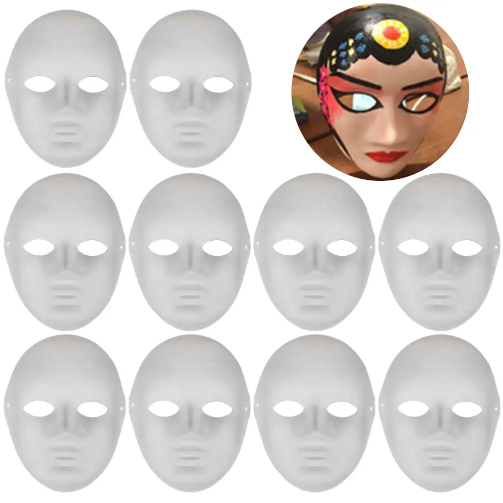 1/5/10Pcs Blank White Mask Halloween Cosplay Cat Fox DIY Paintable Half Face Mask Animal Costume Party Decorate Craft Prop
