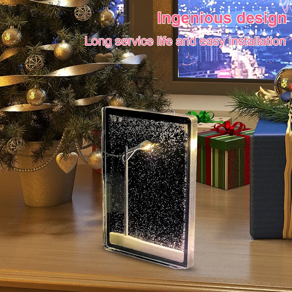 Night Light with snow Snowy Night Flowing Hemp Creative Snow Scene Handmade DIY Street Light Material Christmas Gift Best Friend