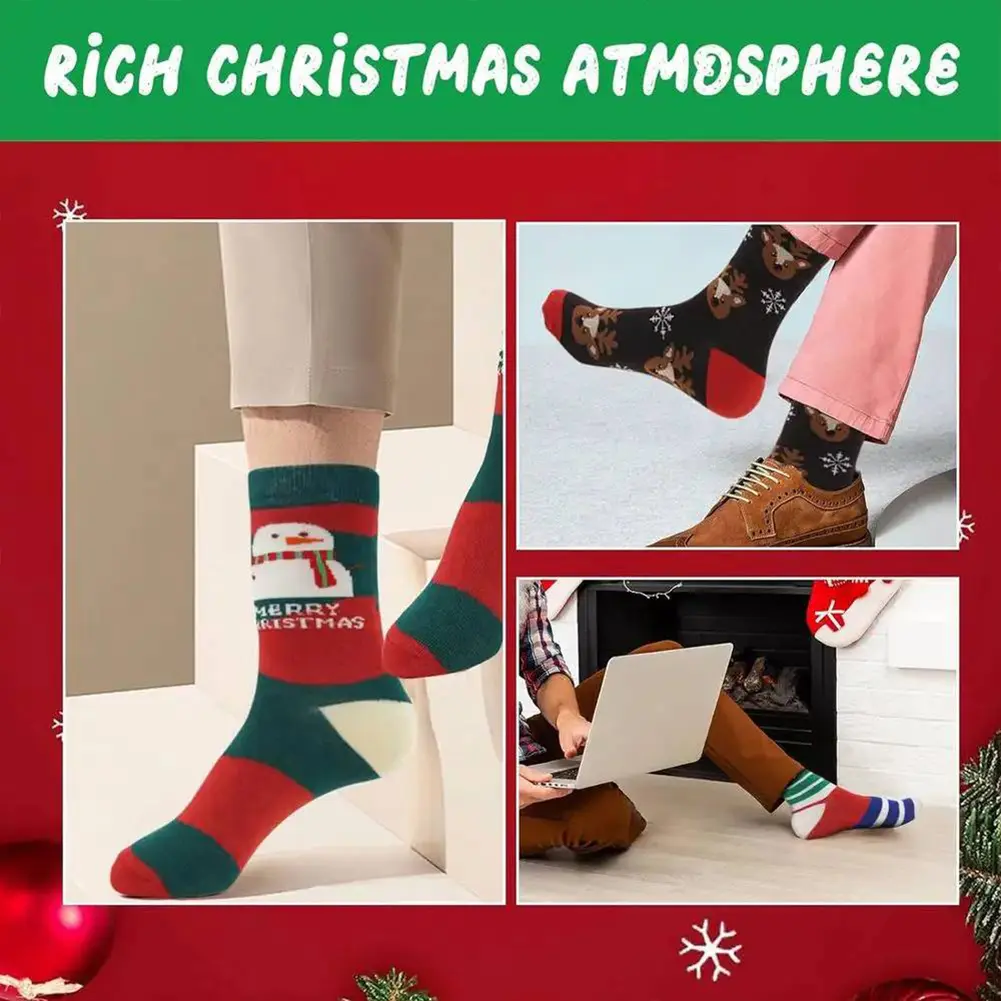 Christmas Sock Advent Calendar 2025 Xmas Countdown Calendar 24 Pair of Christmas Crew Socks Christmas Gifts for Adults Men Women
