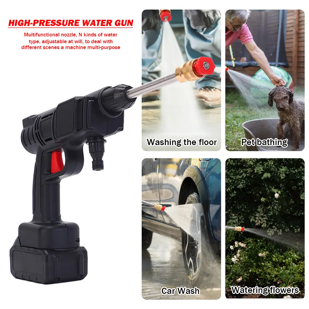 100W 6000mAh Wireless High Pressure Car Wash Washer Gun Auto Clean Foam Generator Water Gun Spray Cleaner Car Washing Machine