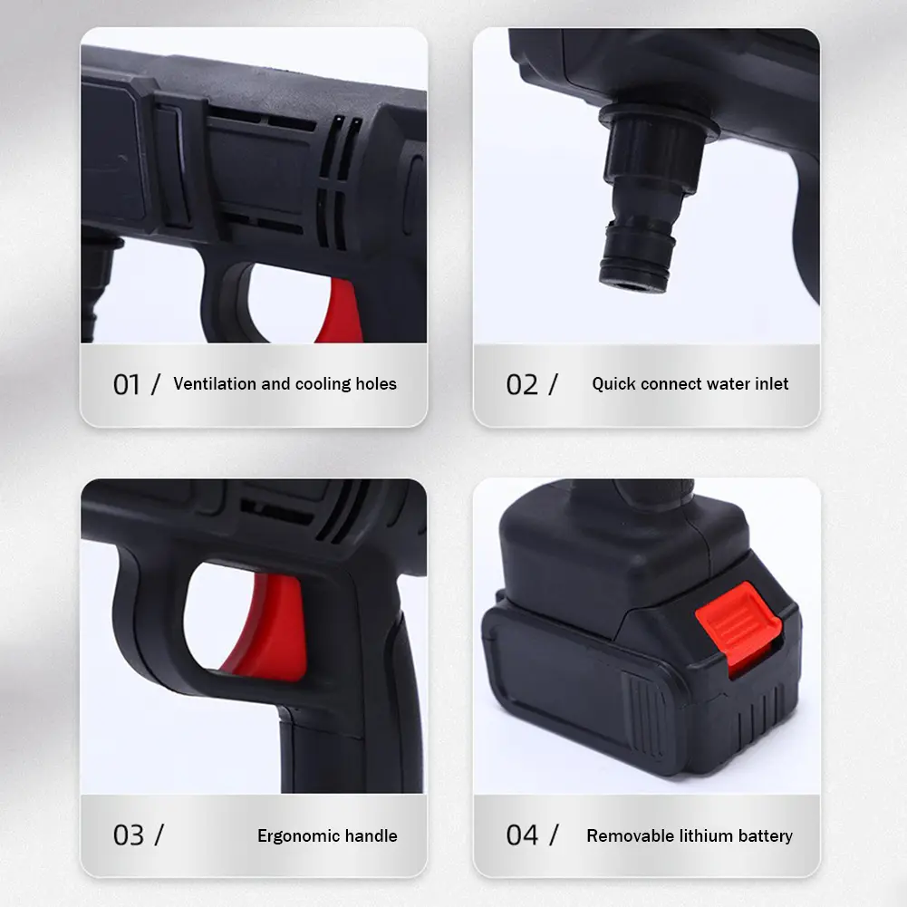 100W 6000mAh Wireless High Pressure Car Wash Washer Gun Auto Clean Foam Generator Water Gun Spray Cleaner Car Washing Machine