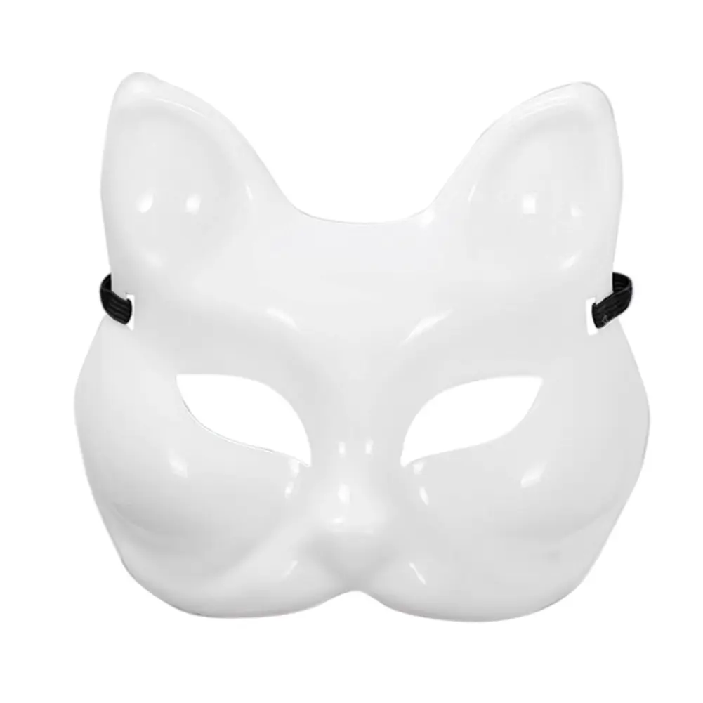 1/5/10Pcs Blank White Mask Halloween Cosplay Cat Fox DIY Paintable Half Face Mask Animal Costume Party Decorate Craft Prop