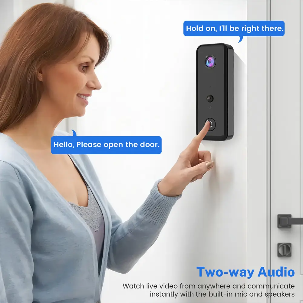 Wireless Doorbell Camera 2-Way Audio Wireless Video Doorbell PIR Motion Detection for Home Office