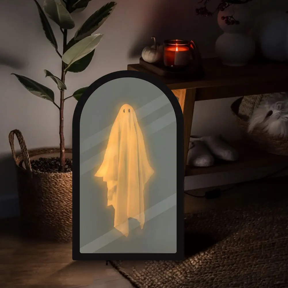 Hologram Ghost Mirror Novelty Holographic Mirror Wall Art Interior Bedroom Kitchen Fireplace Home Halloween Room Decoration