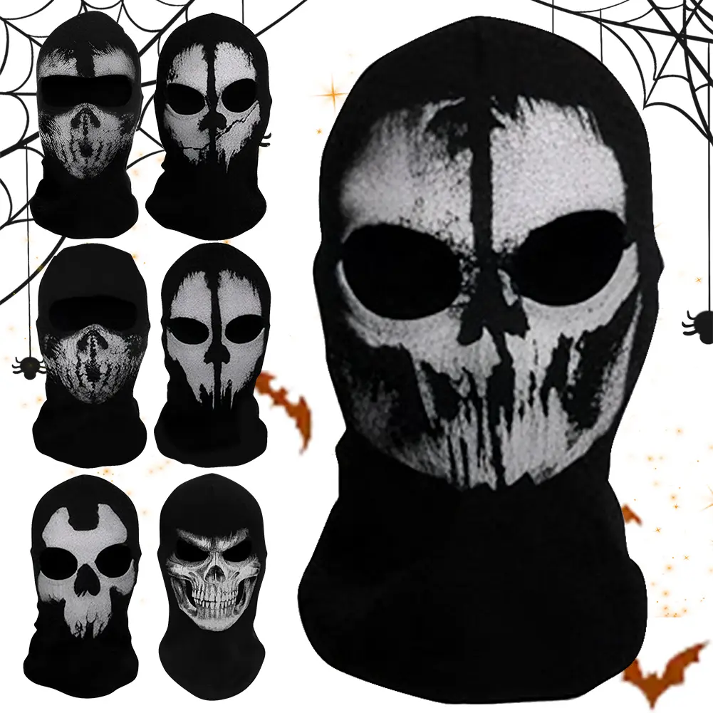 Halloween Ghost Face 3D Mask Balaclava Full Face Elastic Mesh Breathable Sunscreen Headcovers Funny Party Cosplay Props
