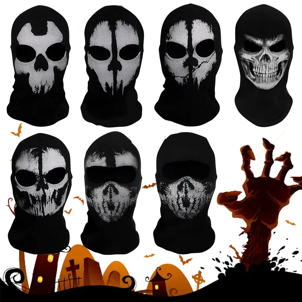 Halloween Ghost Face 3D Mask Balaclava Full Face Elastic Mesh Breathable Sunscreen Headcovers Funny Party Cosplay Props