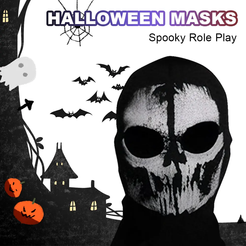 Halloween Ghost Face 3D Mask Balaclava Full Face Elastic Mesh Breathable Sunscreen Headcovers Funny Party Cosplay Props