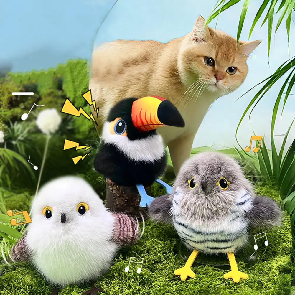 Gravity Shaking Bird Electric Cat Toy Sound Simulation Bird Automatic Cat Toys Motion Activated Rechargeable Flapping Cat Toys