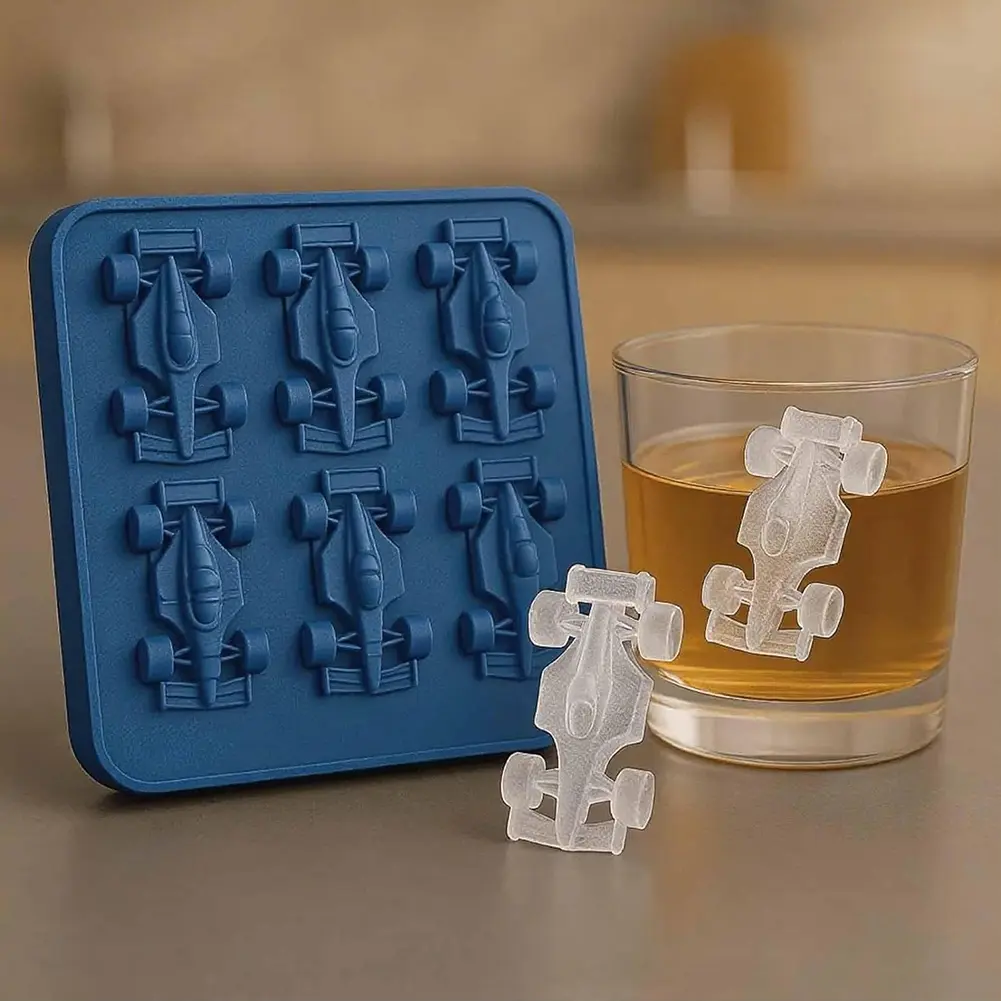 Racing Car Molds Silicone 6Cavity 3D Car Themed Chocolate Mold Ice Cube Tray French Bulldog DIY Baking Tool Cake Decorating Tool