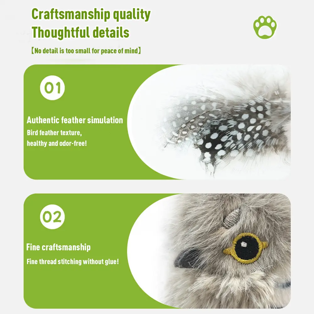 Gravity Shaking Bird Electric Cat Toy Sound Simulation Bird Automatic Cat Toys Motion Activated Rechargeable Flapping Cat Toys
