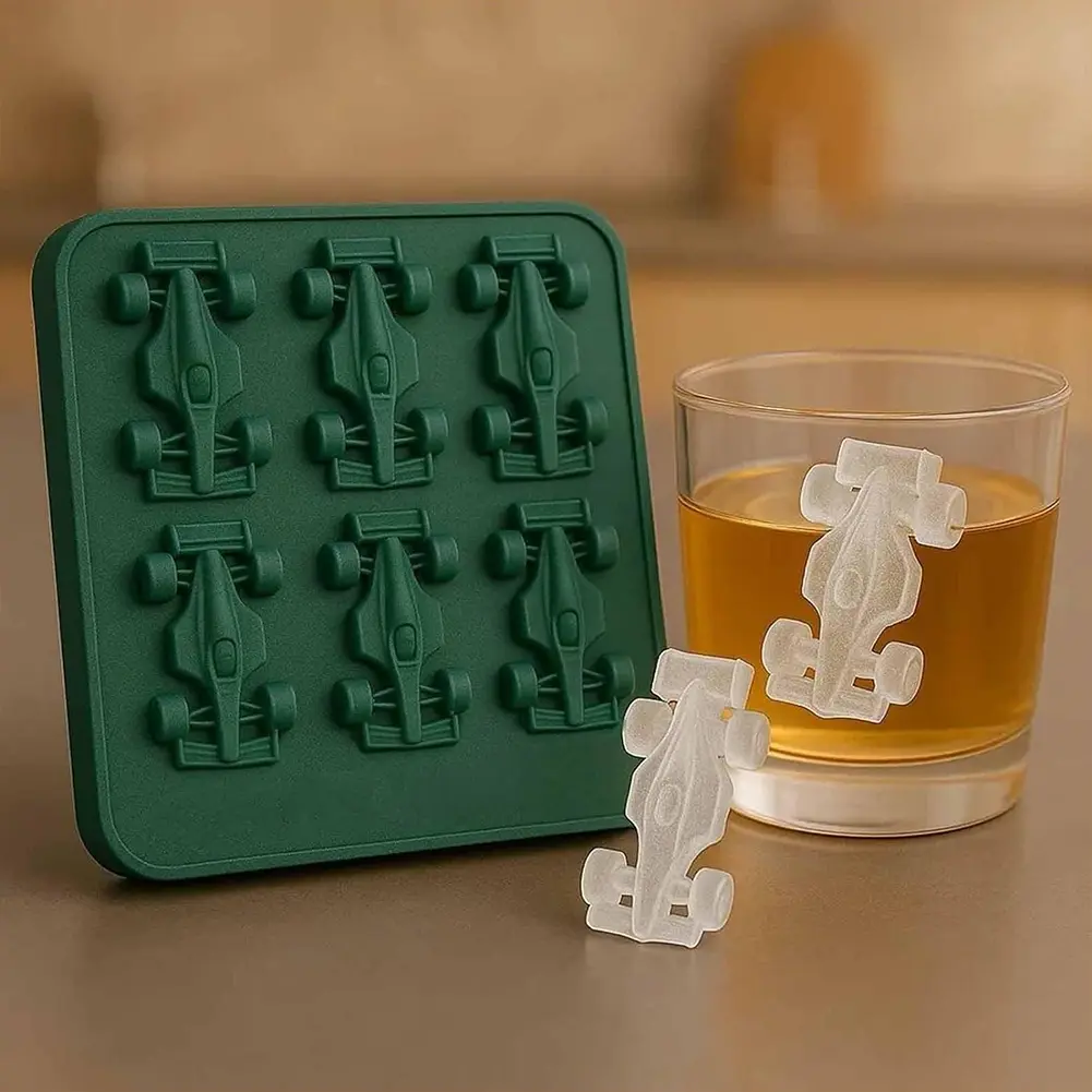 Racing Car Molds Silicone 6Cavity 3D Car Themed Chocolate Mold Ice Cube Tray French Bulldog DIY Baking Tool Cake Decorating Tool
