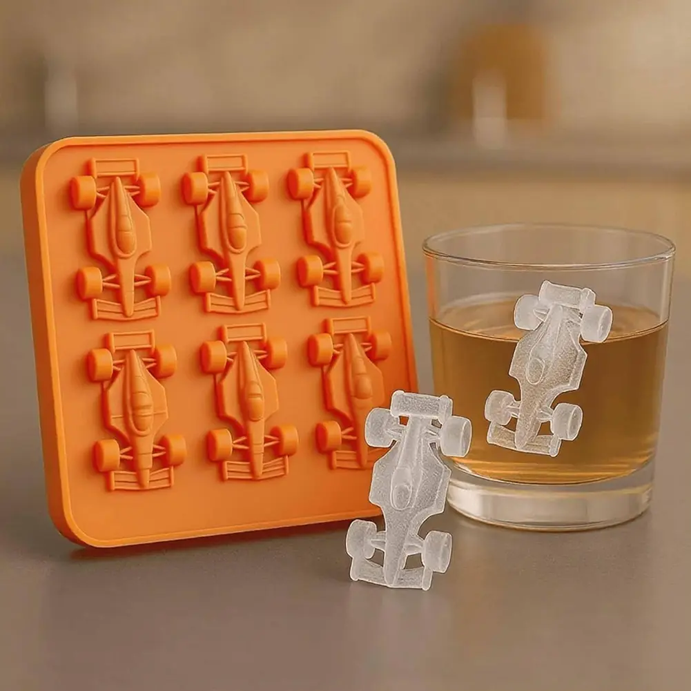 Racing Car Molds Silicone 6Cavity 3D Car Themed Chocolate Mold Ice Cube Tray French Bulldog DIY Baking Tool Cake Decorating Tool