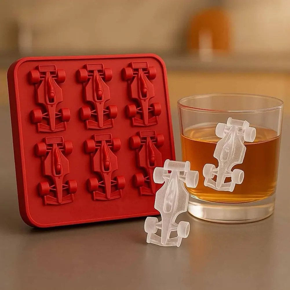 Racing Car Molds Silicone 6Cavity 3D Car Themed Chocolate Mold Ice Cube Tray French Bulldog DIY Baking Tool Cake Decorating Tool