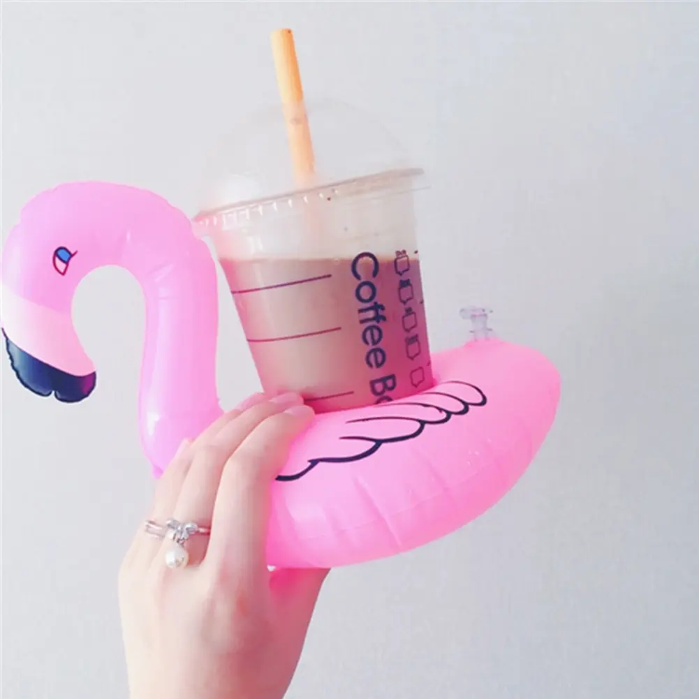 5-60Pcs Tropical Flamingo Cup Holder Party Decoration Pvc Water Float Inflatable Drink Cup for Pool s Drinkware Tray Decor