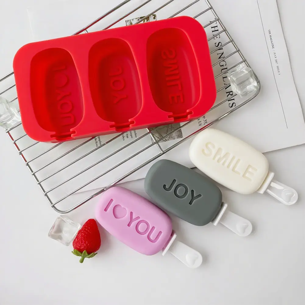 3 Packs Silicone Ice Lolly Mould BPA Free Ice Lolly Maker Reusable Popsicle Mould Stackable for Homemade Ice Cream