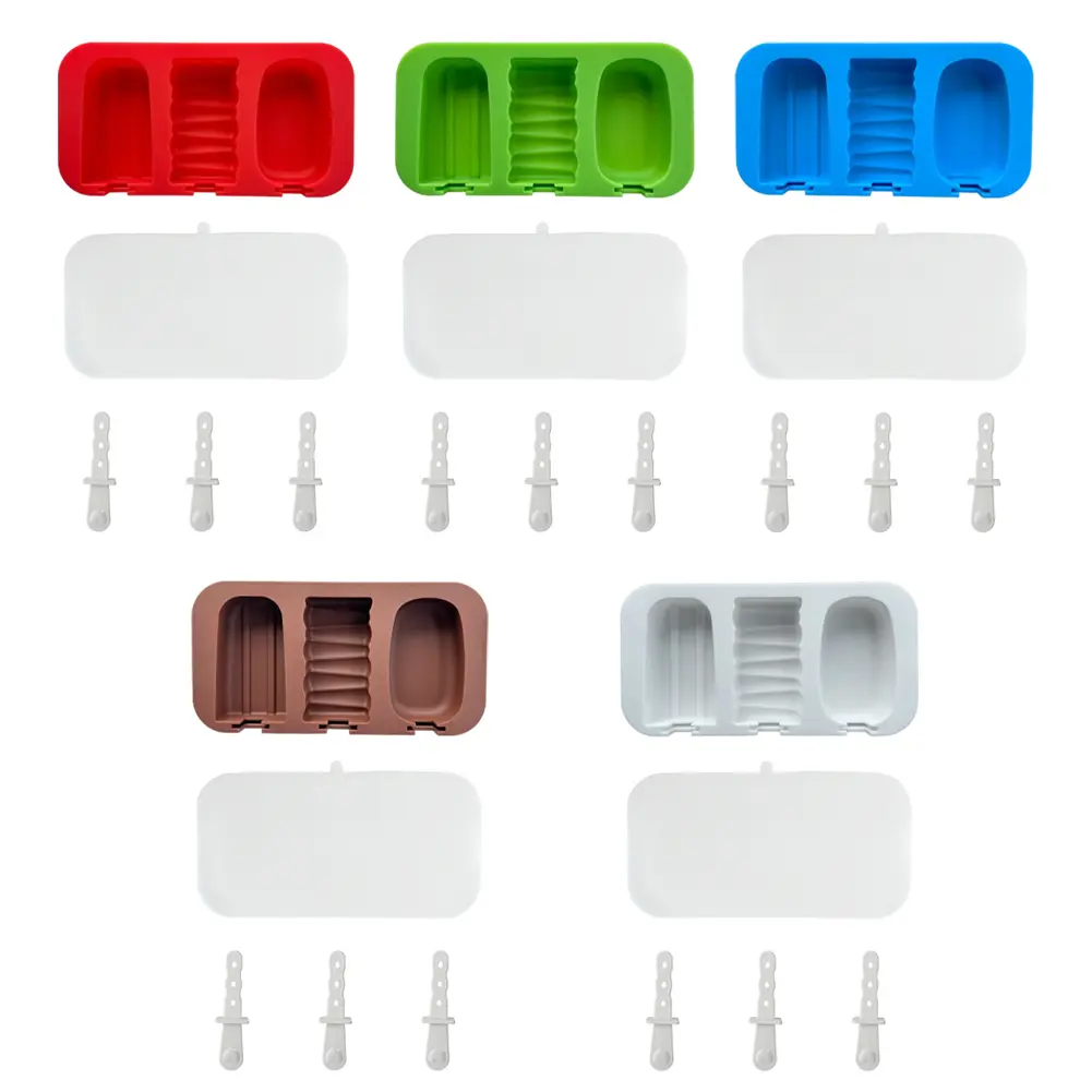3 Packs Silicone Ice Lolly Mould BPA Free Ice Lolly Maker Reusable Popsicle Mould Stackable for Homemade Ice Cream