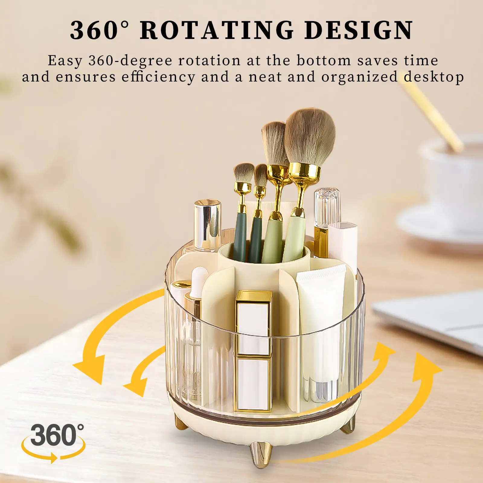 New Portable Makeup Brushes Holder 360° Rotating Desk Makeup Organizer Cosmetic Storage Box Jewelry Container Make Up Tools