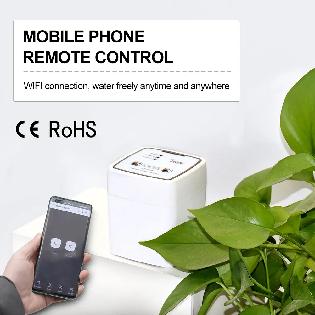 WiFi Intelligent Watering Device 15pots Self-Watering Kits Double Pump Timed Automatic Drip Irrigation System for Garden Terrace