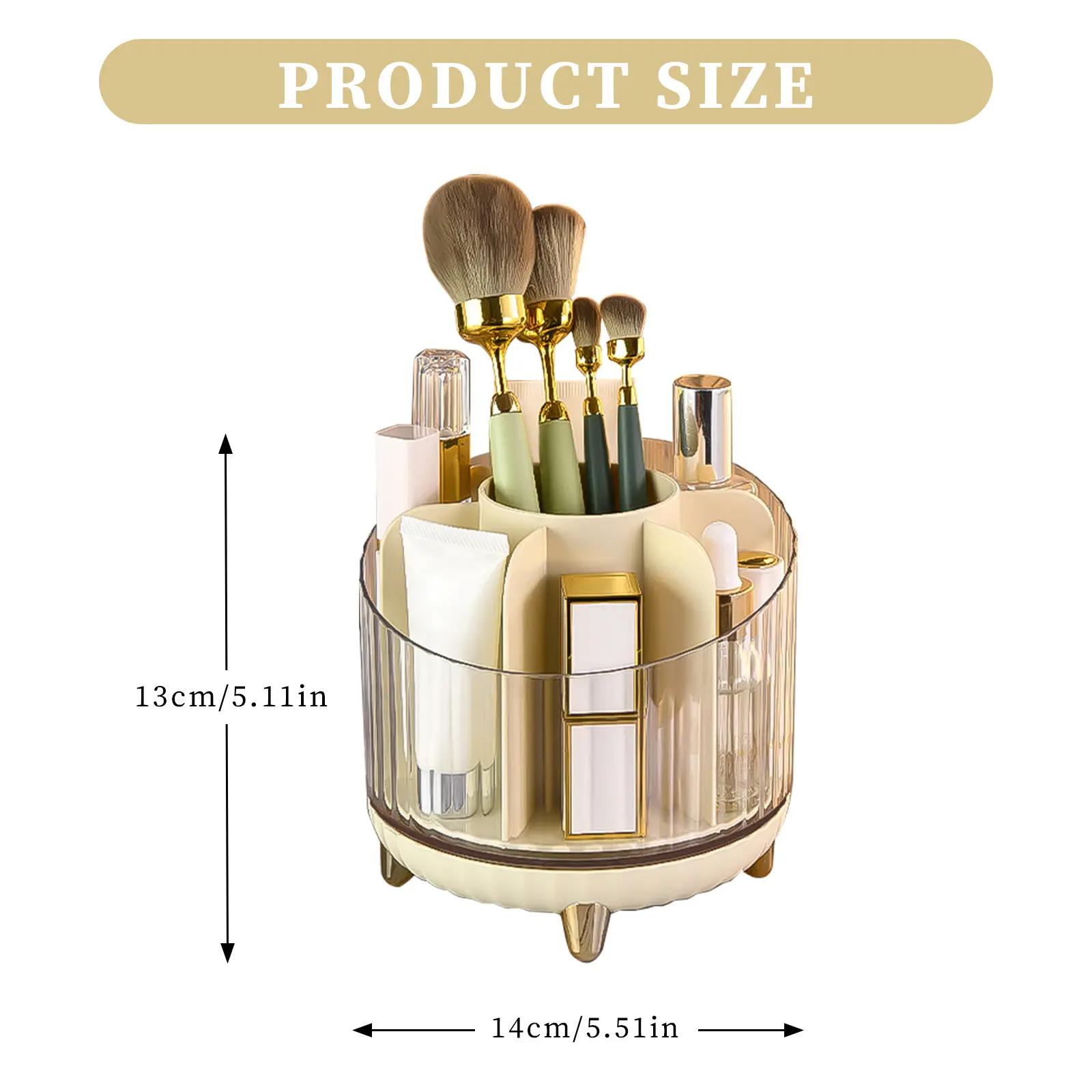 New Portable Makeup Brushes Holder 360° Rotating Desk Makeup Organizer Cosmetic Storage Box Jewelry Container Make Up Tools