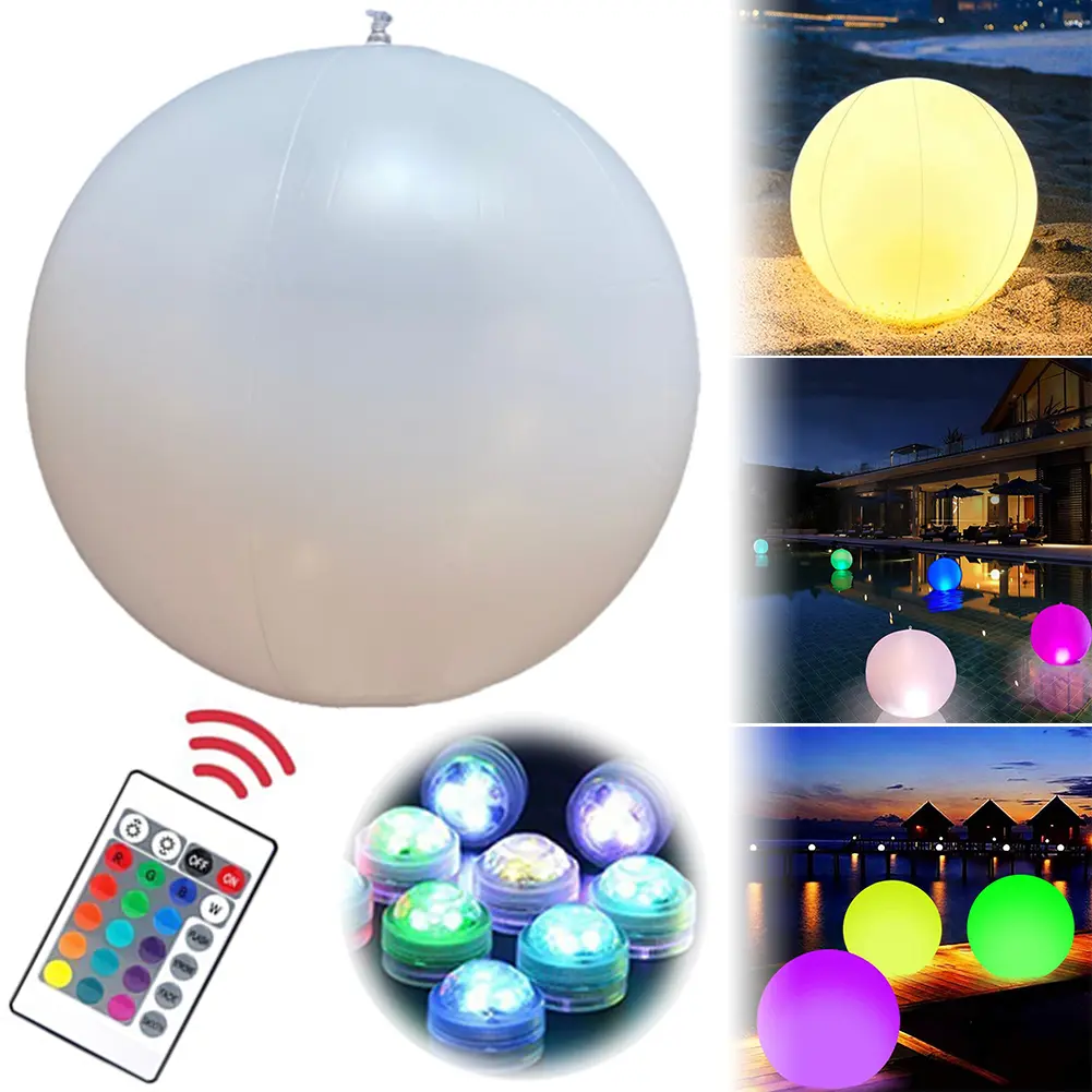 Outdoor LED Garden Ball Remote Control Inflatable Pool LED Balloon 16 Colors Luminous Bouncy Ball Beach Wedding Party Decoration