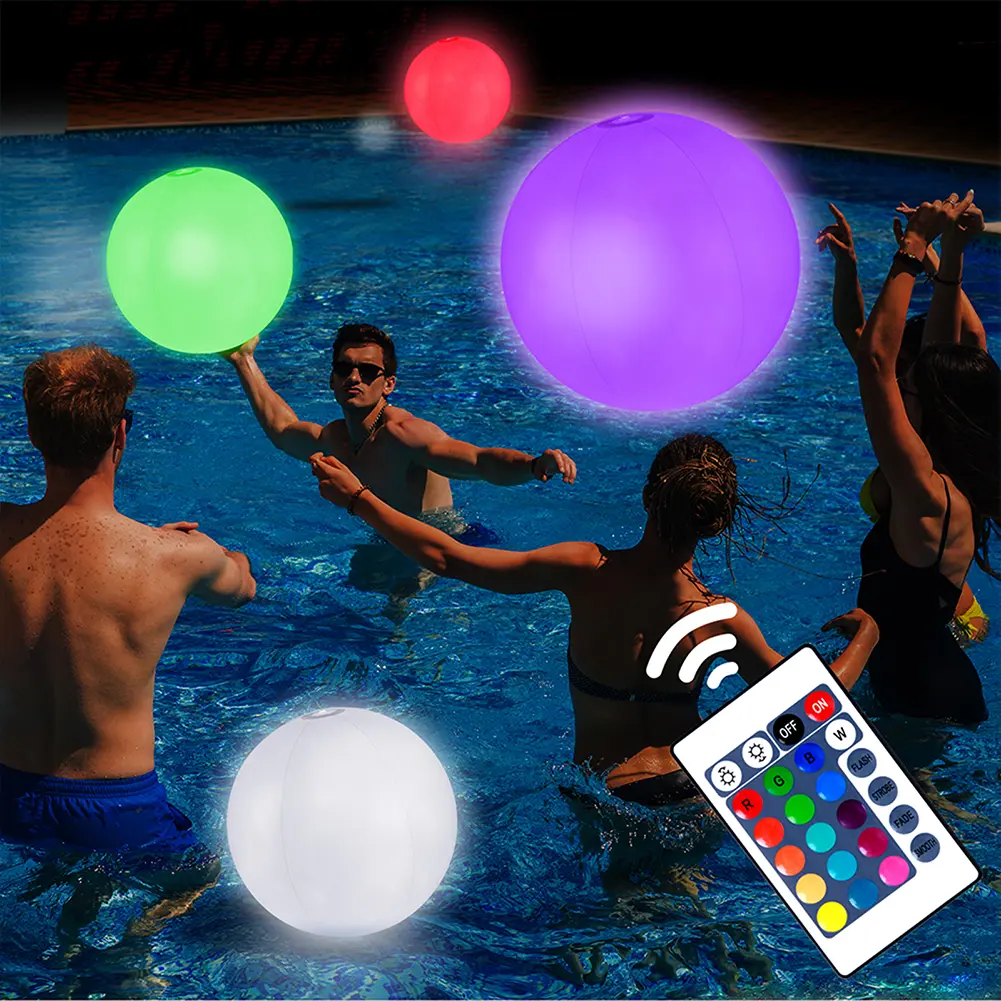 Outdoor LED Garden Ball Remote Control Inflatable Pool LED Balloon 16 Colors Luminous Bouncy Ball Beach Wedding Party Decoration