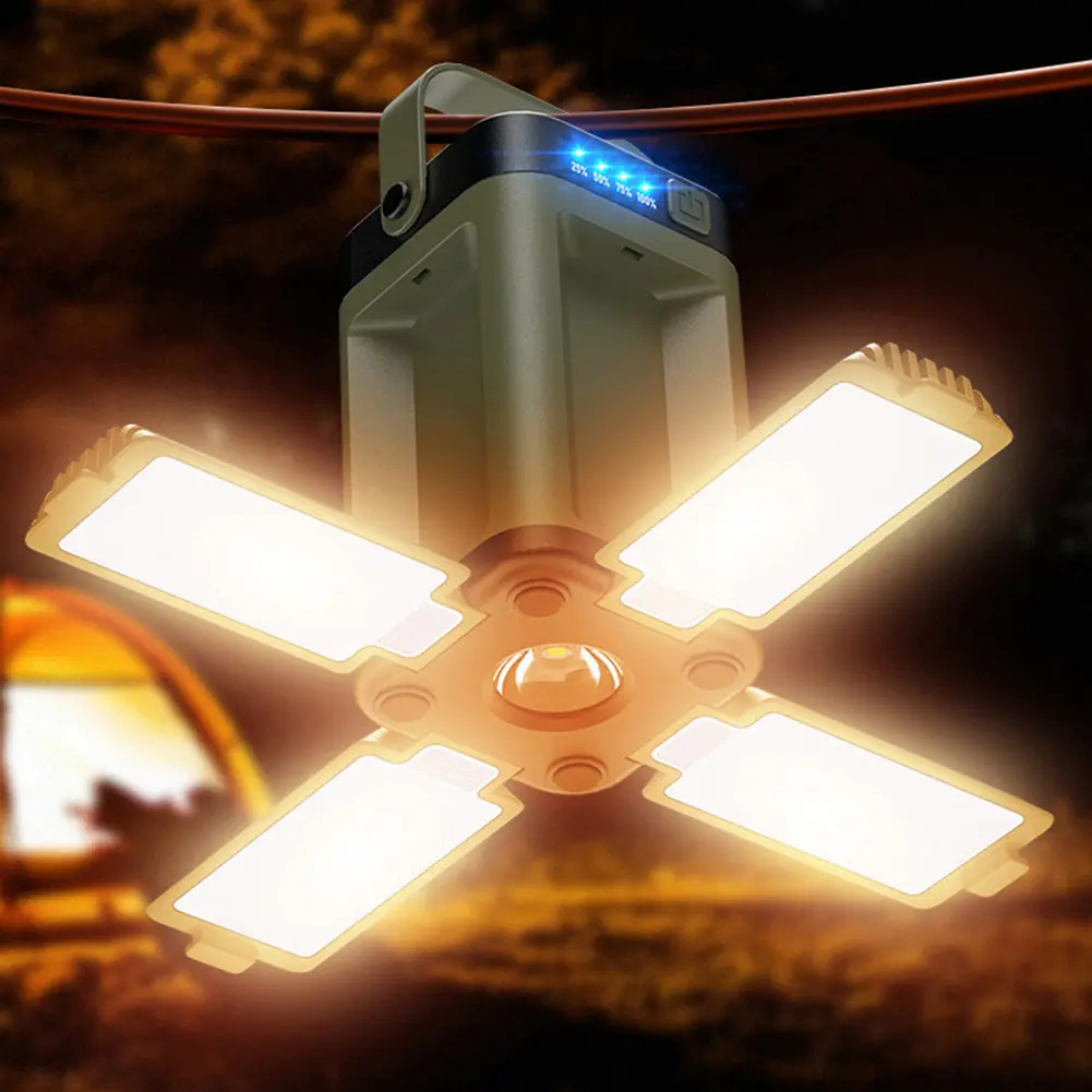 Solar Foldable Camping Lantern Rechargeable Portable Flashlight Outdoor Light for Emergency Camping Hiking