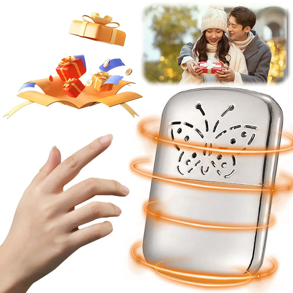 Zinc Alloy Portable Fuel Hand Warmer Reusable Pocket Hand Warmer Small Handy Warmer Heater for Outdoor Hunting Camping