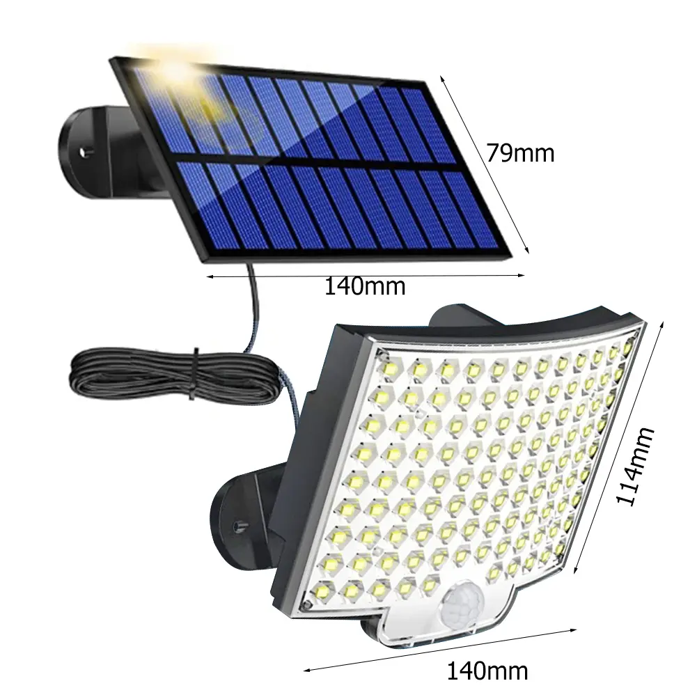 106/308LED 3 Modes Solar Light Street Wall Lamp Outdoor Sunlight PIR Motion Sensor Waterproof For Fence Street Garden Decoration