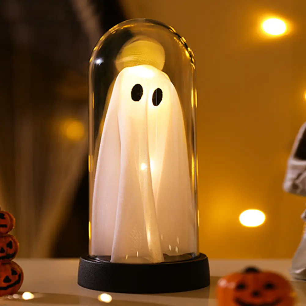 Halloween Ghost Decor Light Cordless Mini Ghost Figurines Light Warm Light Novelty Ghost Tabletop Lamp Festive Atmosphere Light