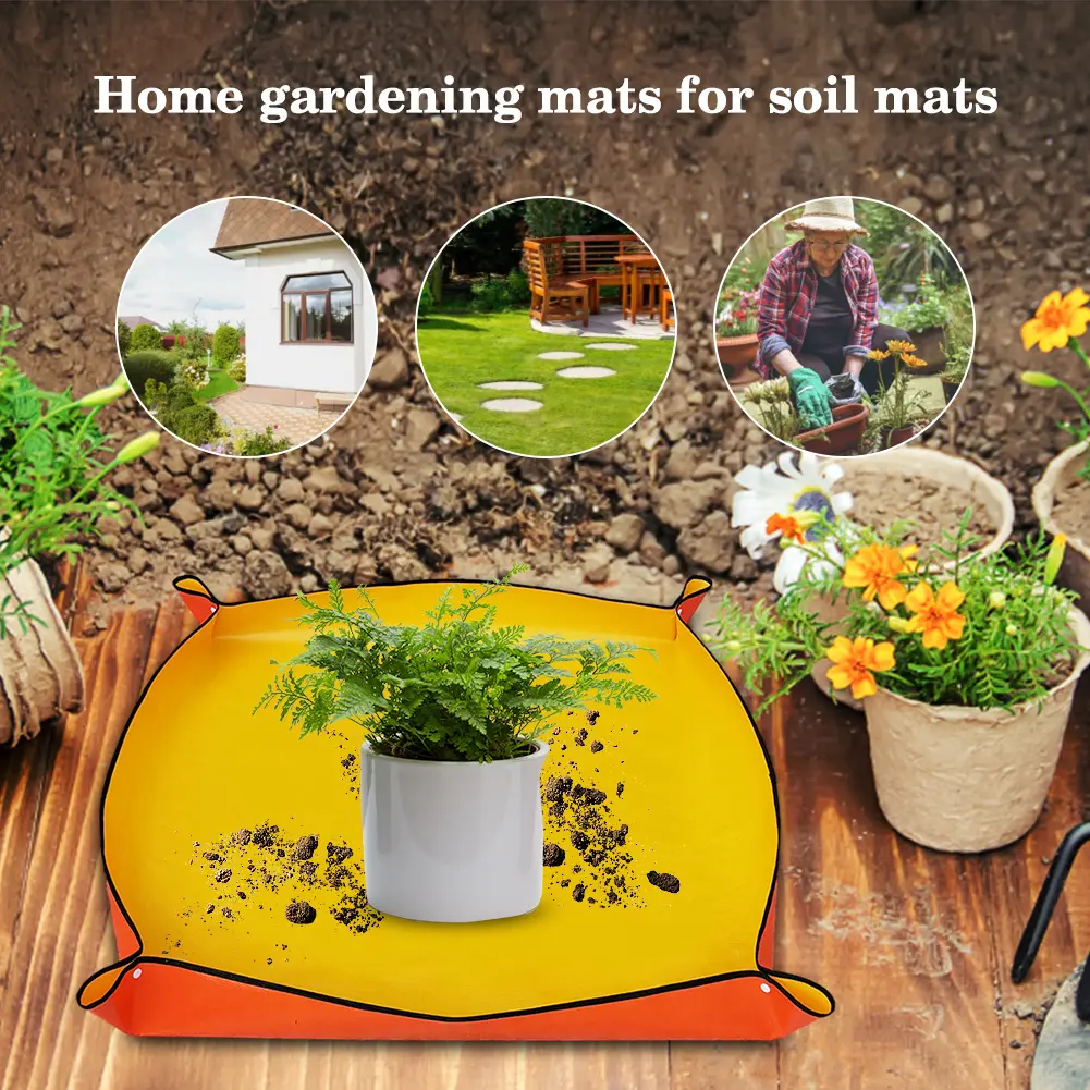 Planting Mat 50cm-150cm Gardening Potting Pad Foldable Garden Plant Flower Pot Transplanting Waterproof Mats Reusable Garden Mat