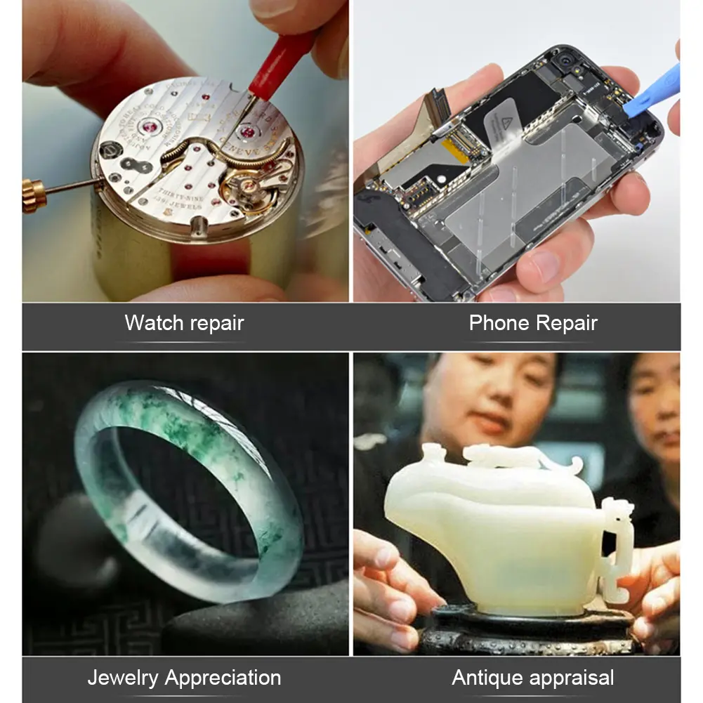 8X 15X 23X 2XLED Watch Jeweler Repair Magnifier Head-Mounted Headband Adjustable Magnifying Head Eye Glasses Loupe Lens