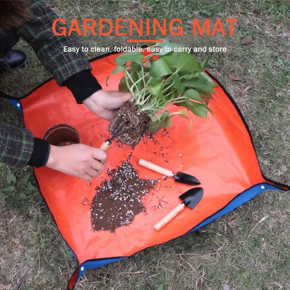 Planting Mat 50cm-150cm Gardening Potting Pad Foldable Garden Plant Flower Pot Transplanting Waterproof Mats Reusable Garden Mat